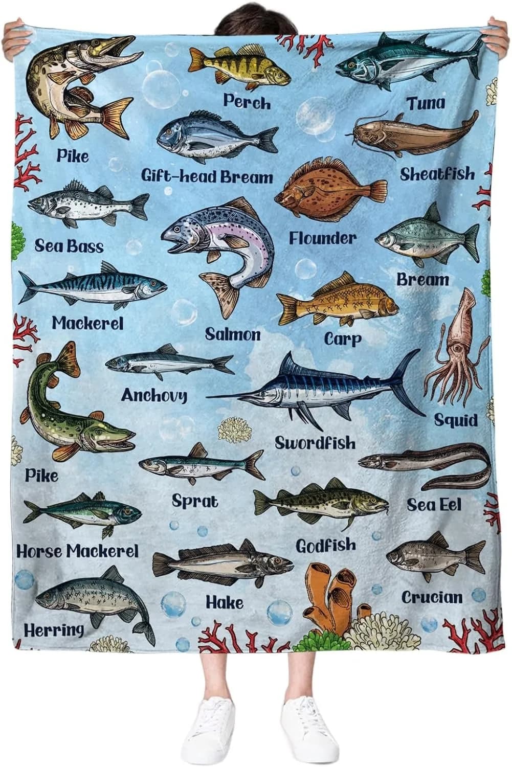 1pc Fish Blankets Throw Unique gifts cute animals pattern flannel Blanket for men boys girls fish lovers gifts four season use