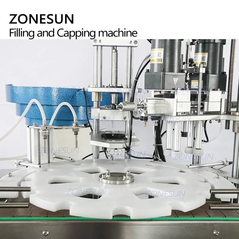 ZONESUN ZS-AFC1 Macchina Automatica 3 in 1 per Riempimento e Tappatura Liquidi con Alimentatore Tappi, Rotativa per Profumi e Oli Essenziali
