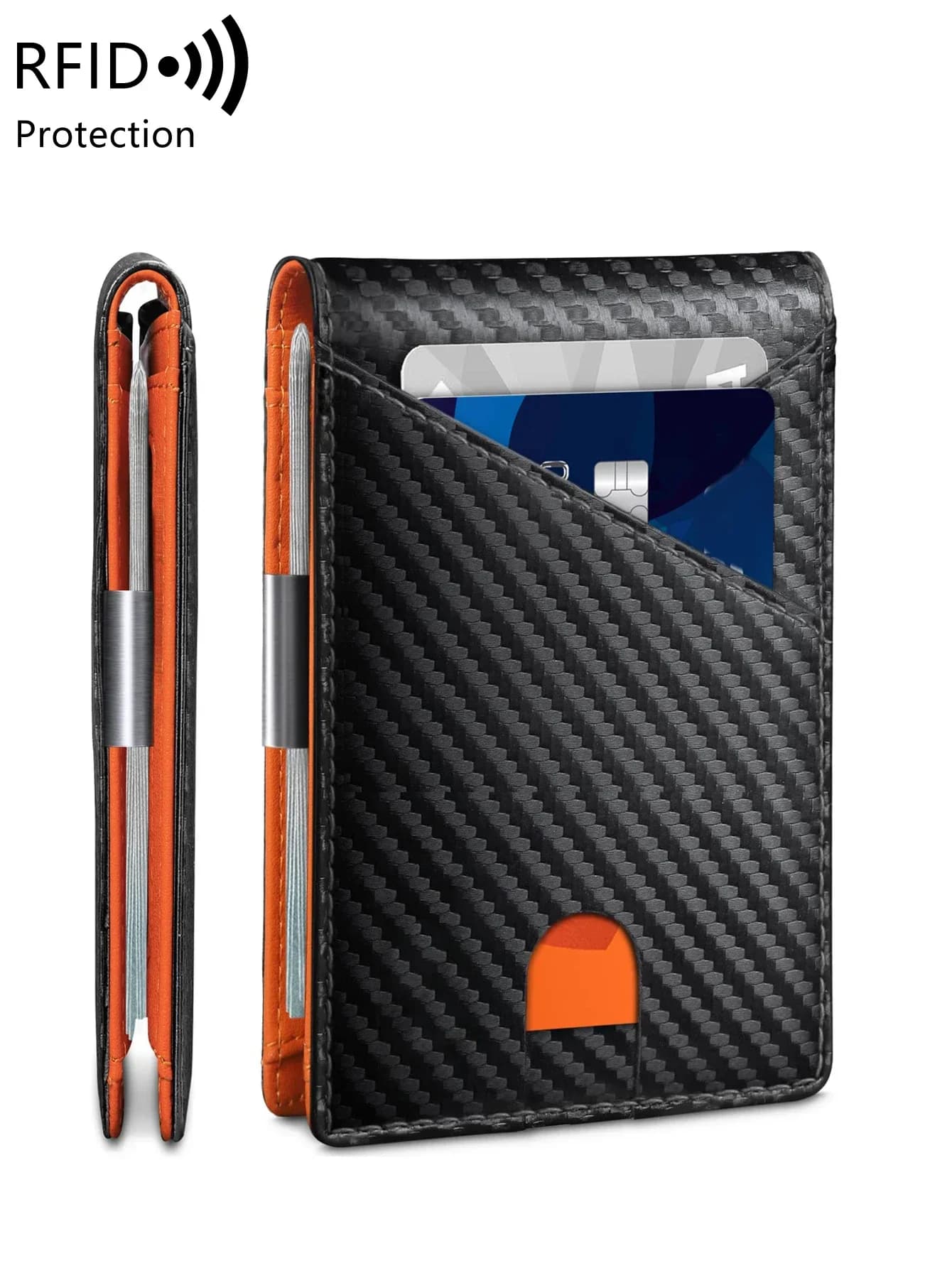 Minimalist men's wallet RFID anti-theft brush ultra-thin double fold 12 card wallet portable front pocket multifunctional wallet