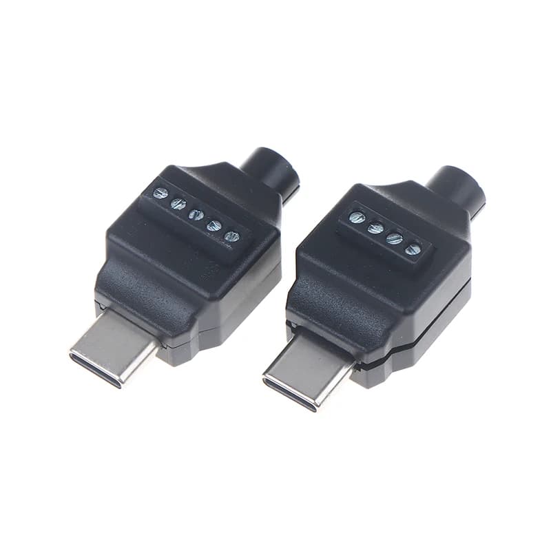 1 Piece High Quality Black/White Type C Solderless Small Plug USB C Data Cable Connector USB Soldering Free Connector