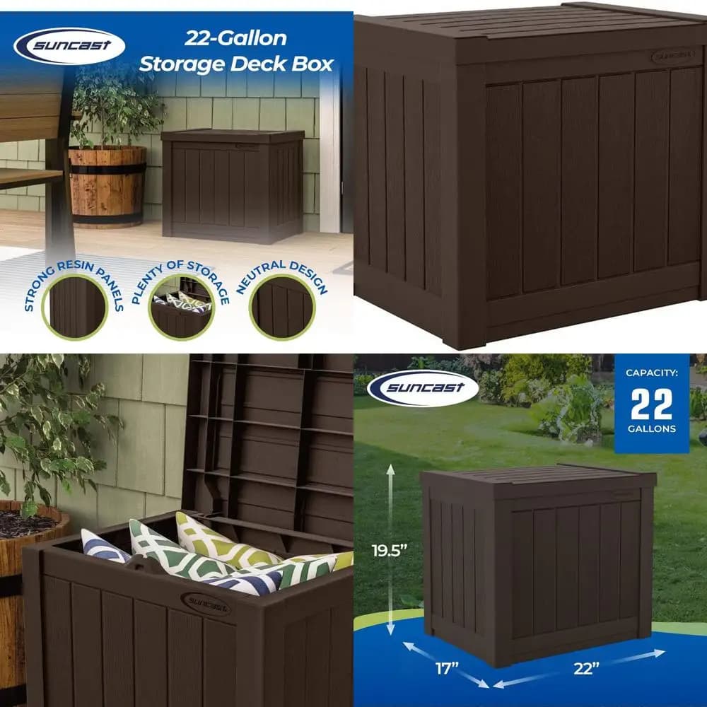 22 Gallon Java resin bridge box with lattice cover, outdoor patio container, ideal for tools, cushions and garden accessories
