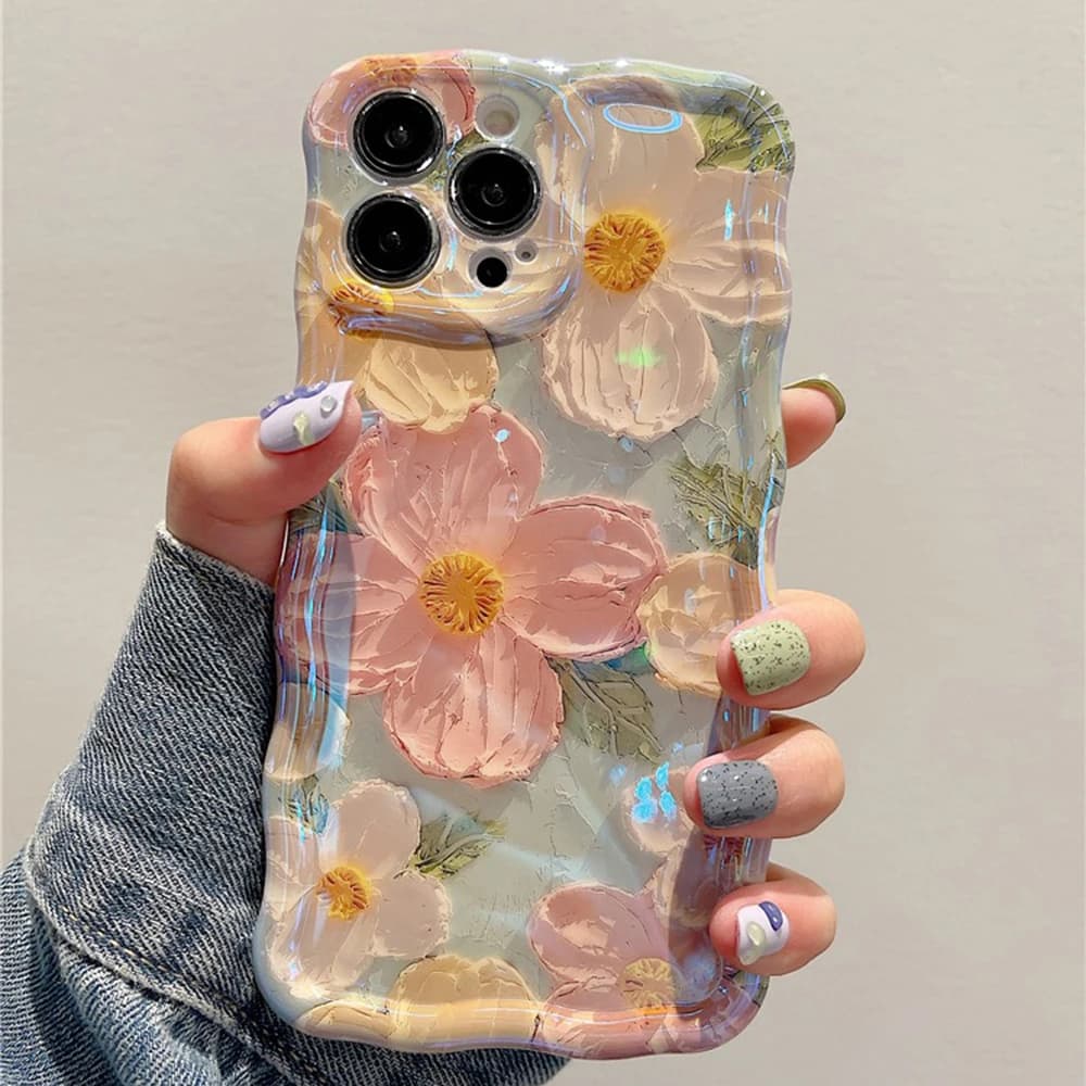 Phone Case with Retro Oil Painting for iPhone 13 14 15 16 ProMax 12 11 Shockproof Silicone Case with Luxury Floral Print Artistic Decoration