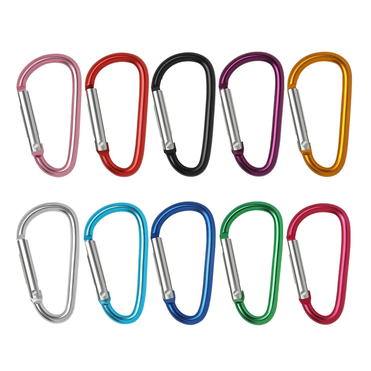 5/10/50/100pcs Moschettone Portachiavi In Alluminio D-ring Fibbia Molla Moschettone Moschettone Clip Portachiavi campeggio esterno Strumento quotidiano