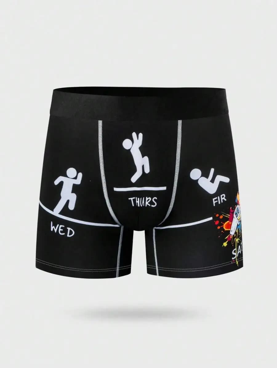 Mens Digital Print Boxer Shorts Minimalist Casual Everyday Underwear