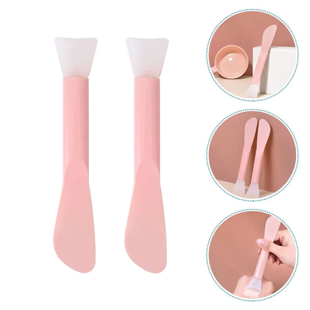 2 Pezzi Pennello in Silicone per Maschera Viso e Spatola per Fango, Strumento Durevole in Materiale PP, Portatile da Viaggio, per Applicare Prodotti Skincare Uniformemente e Trucco Viso