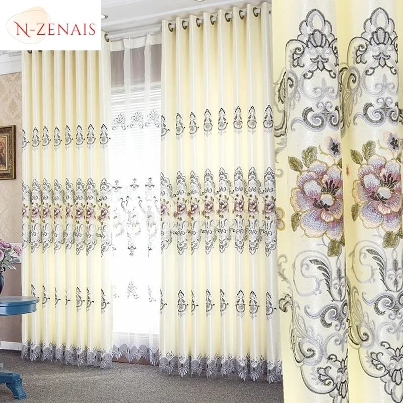 Formato personalizzato!! Tende oscuranti ricamate solubili in acqua di lusso europee per soggiorno, sala da pranzo, camera da letto, decorazioni in tessuto spesso