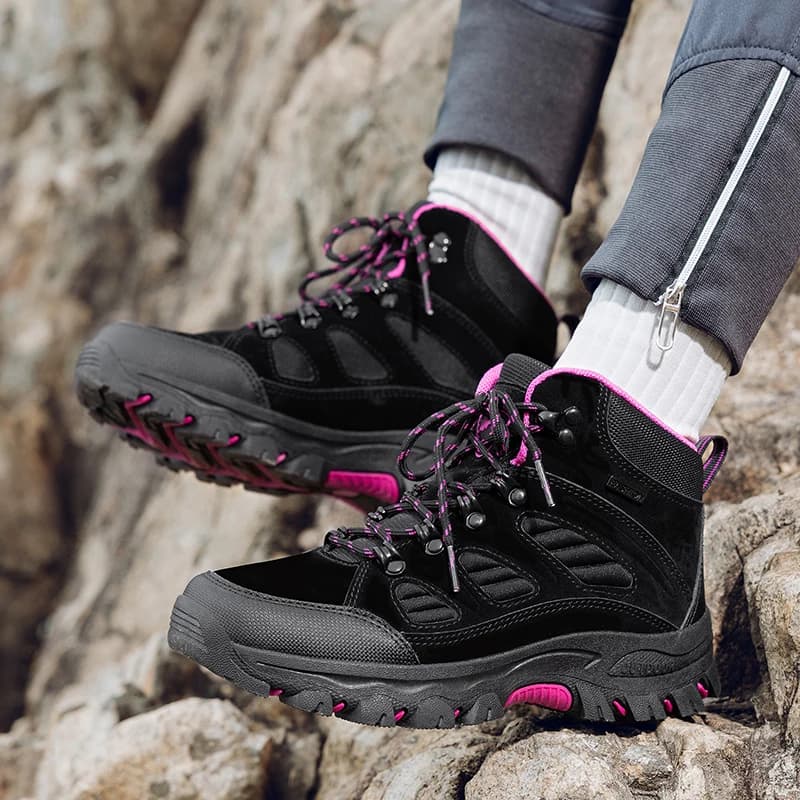 Women‘s Outdoor Non-slip High-top Boots Wear-resistant Lace Up Hiking Boots Outdoor Casual Walking Camping Mountaineering Boots