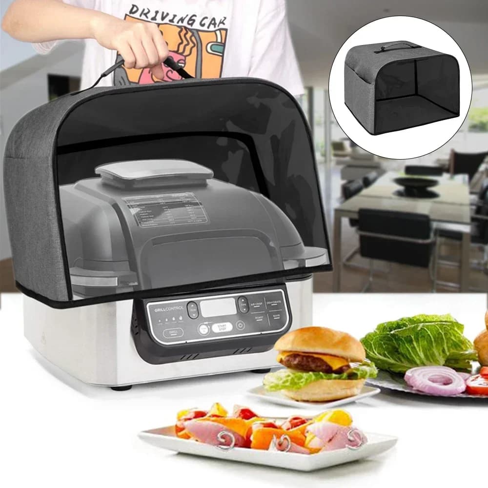 Air fryer hood for Ninja Foodi Grill Durable kitchen dust cap with storage pockets Dust cover for toaster for home grill waterproof