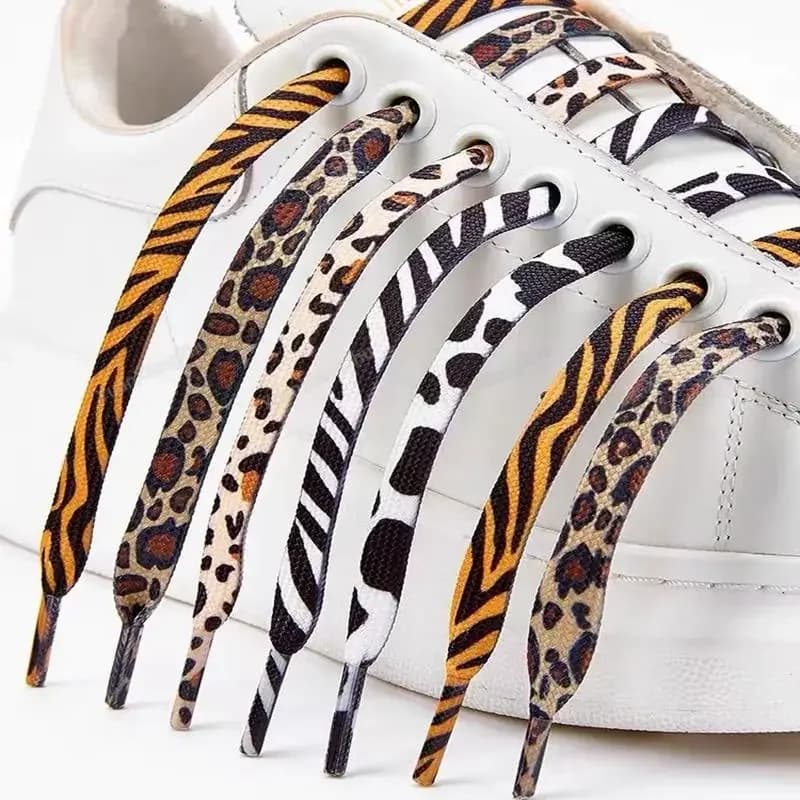 1 paio di lacci leopardati per scarpe da ginnastica lacci per scarpe piatte in tessuto bianco nero zebrato lacci elastici 120/140/160CM stringhe per scarpe