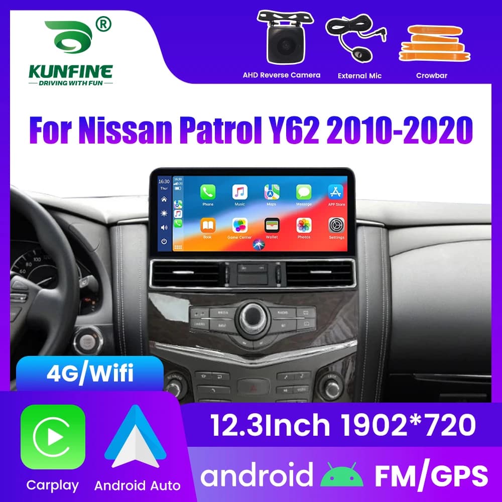 Per autoradio Android Nissan Patrol Y62 2010-2020 Lettore video multimediale per auto stereo per auto Navigazione GPS Carplay WiFi BT 12.3"