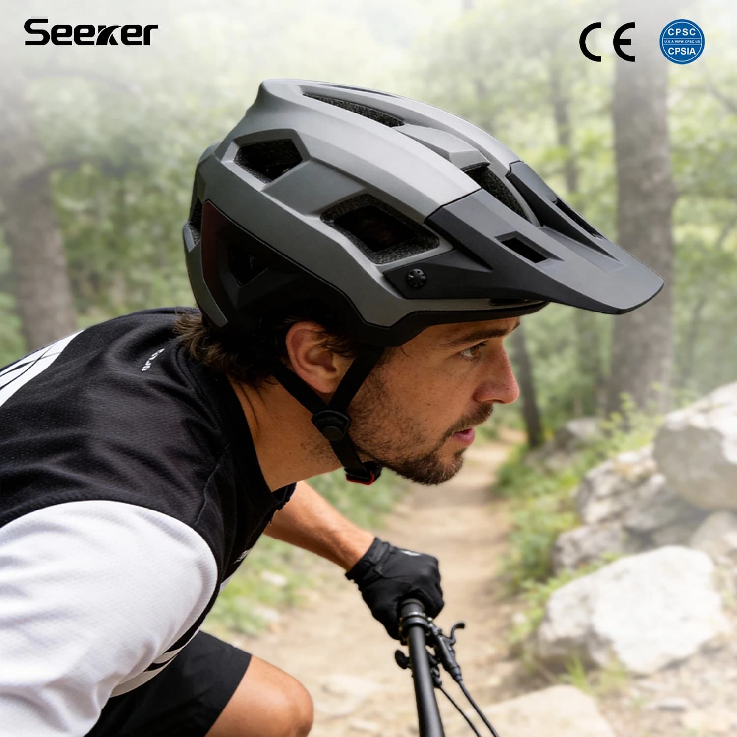 SEEKER Lightweight Mountain Bike Helmet, Breathable Road Bike Riding Helmet, Bicycle Outdoor Riding Sports Protective Equipment