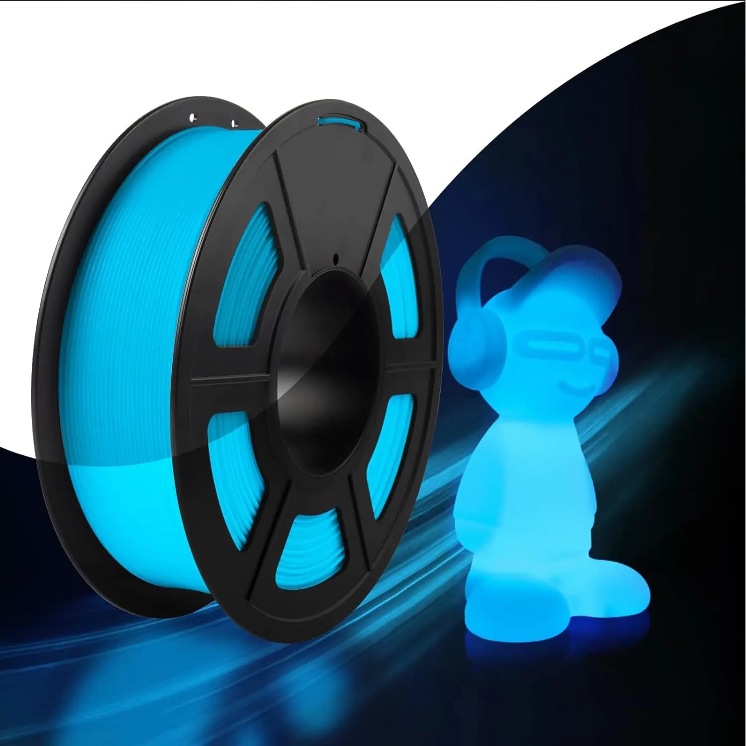 Filament PLA blue phosphorescent from 1.75 mm | Bright Filament for 250g 3D Printer, Dimensional Accuracy +/- 0.03 m