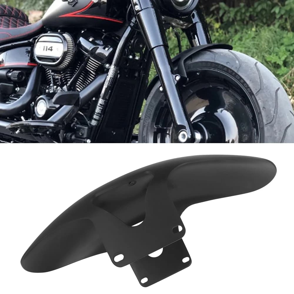 Moto Ferro Parafango Anteriore Parafango Copertura Nero Lucido Per Harley Softail M8 Fatboy FLFBS FLFB 2018-23 Per 160 R18 Ruota Anteriore