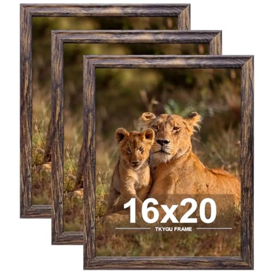 Set di 3 cornici per poster 16x20, cornice in legno marrone, verticale e orizzontale, da appendere a parete, grande cornice da studio o galleria per foto