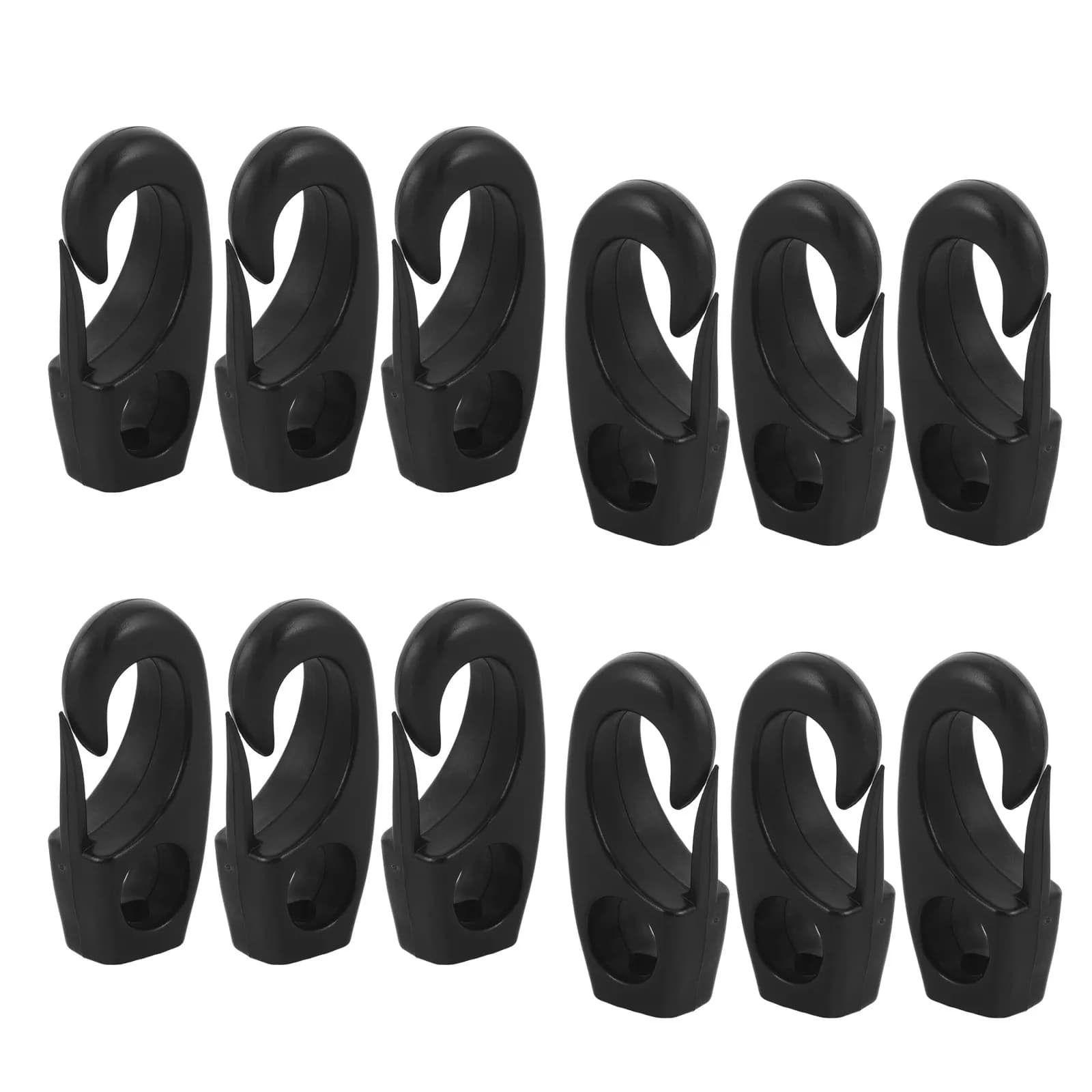 Nylon Bungee Cord Hooks 12 Pack Black Elastic Rope Clips for Kayak Canoe Boat Marine Rowing Supplies