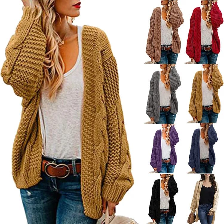 Limited-quantity 50% off！Europe, America 2026 Spring And Autumn Women's Coarse Needle Twist Knitted Cardigan Women's Medium