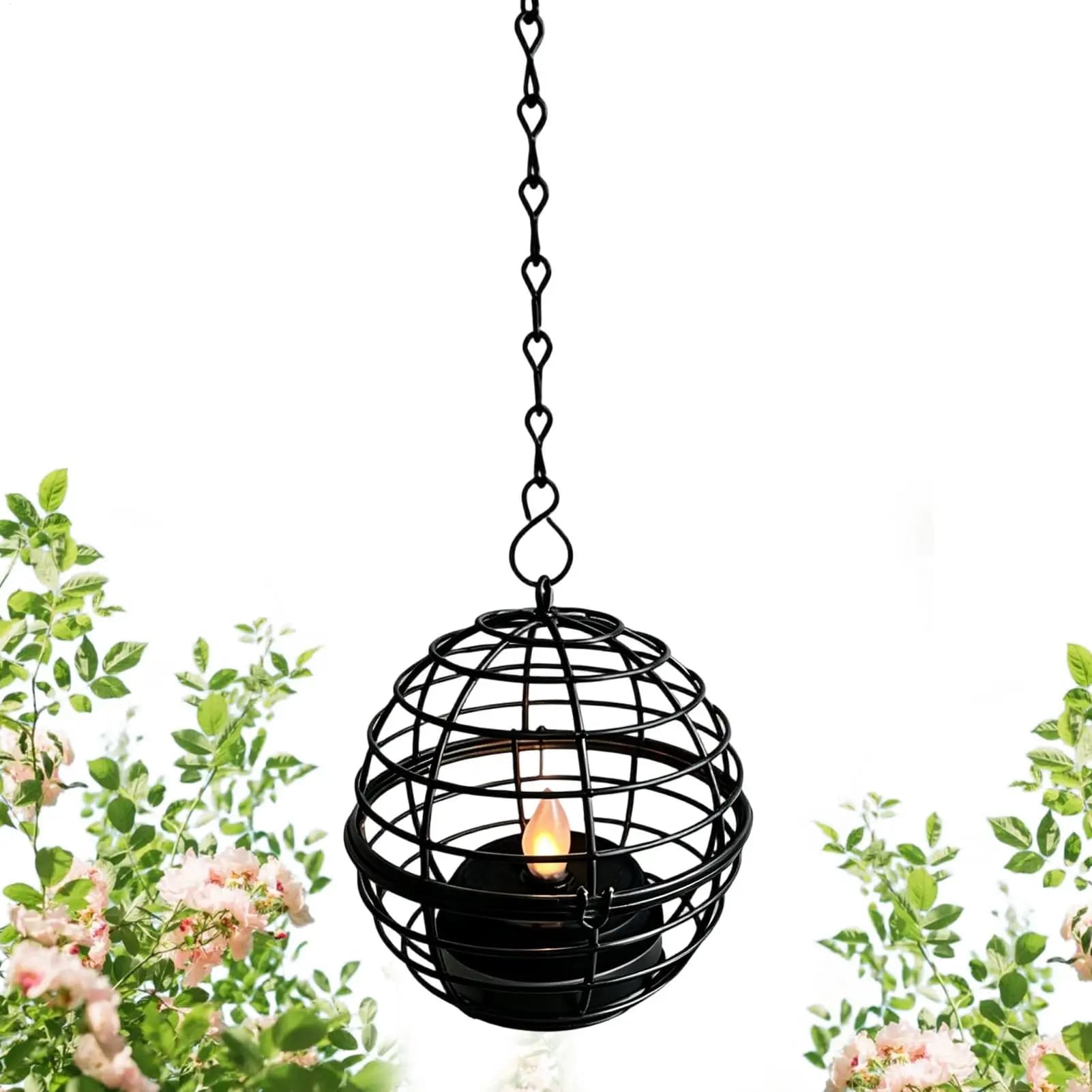 Candela solare a LED decorativa da esterno a forma di gabbia, alimentata a energia solare, per portico, patio, giardino, cortile, casa colonica
