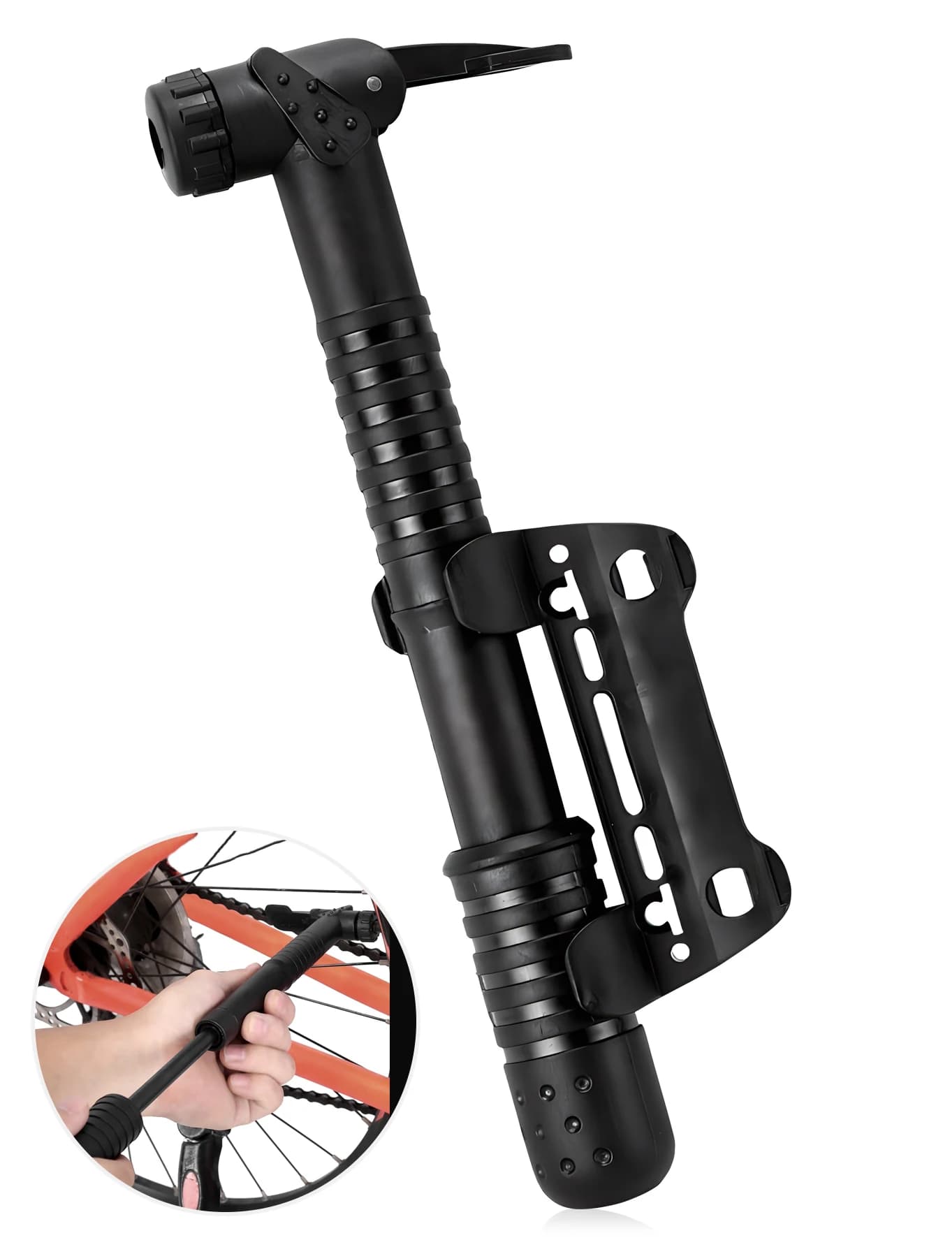 Pompa da bicicletta MTB Pompa ad aria manuale per bici Palloncino Basket Calcio Gonfiatore per pneumatici Valvola Schrader Pompa da pavimento Accessori per ciclismo