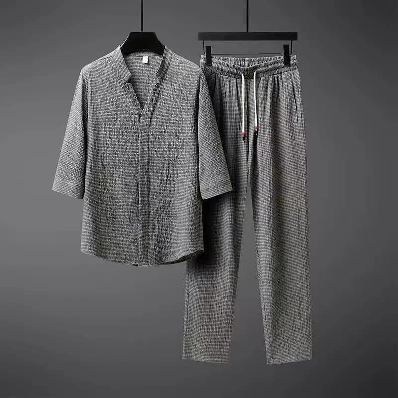 Camicie da uomo estive + pantaloni completi da due pezzi tuta da uomo abbigliamento moda Harajuku Style Fashion set di tute larghe
