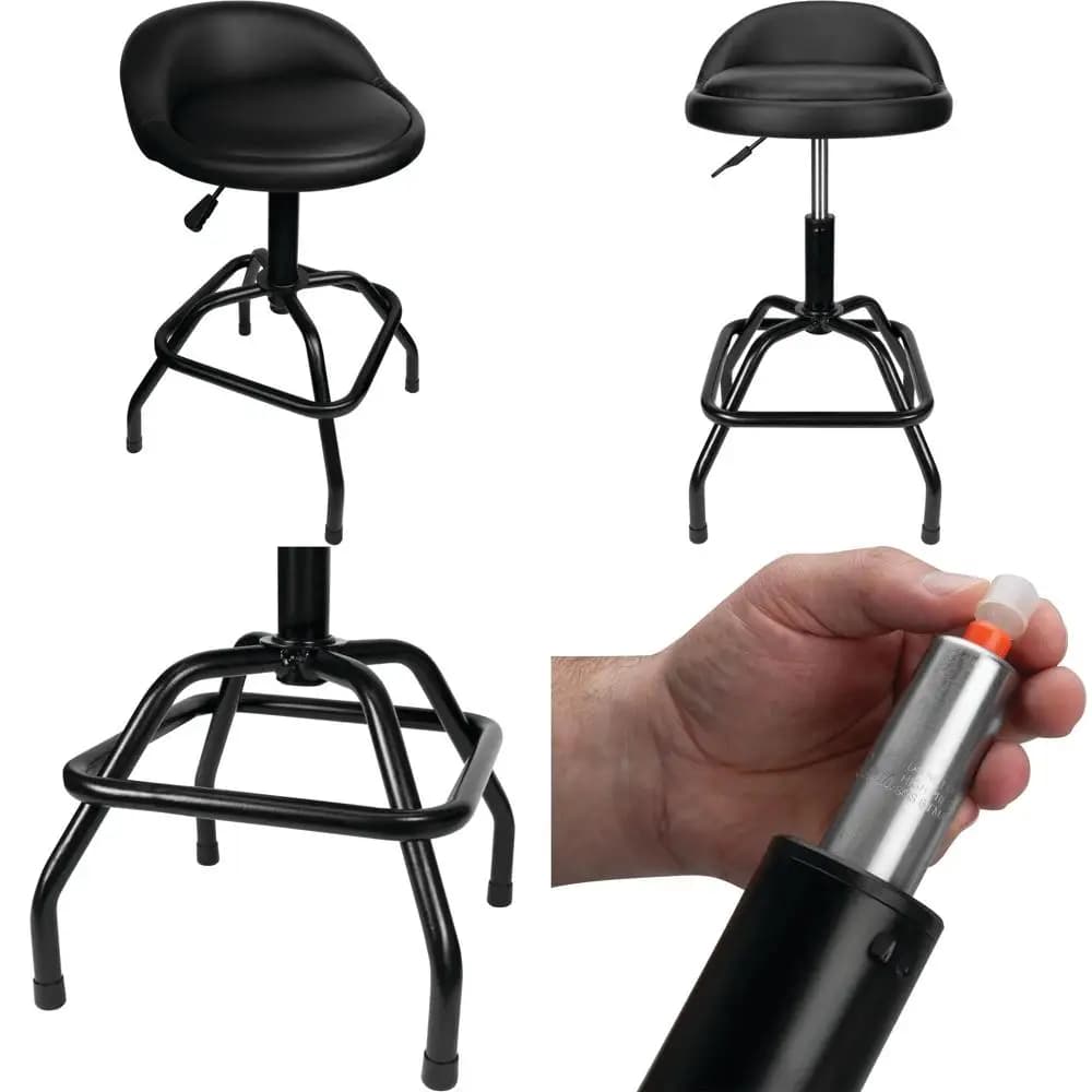 Resistente 360 ° Sgabello da bar girevole con supporto per la schiena, nero
