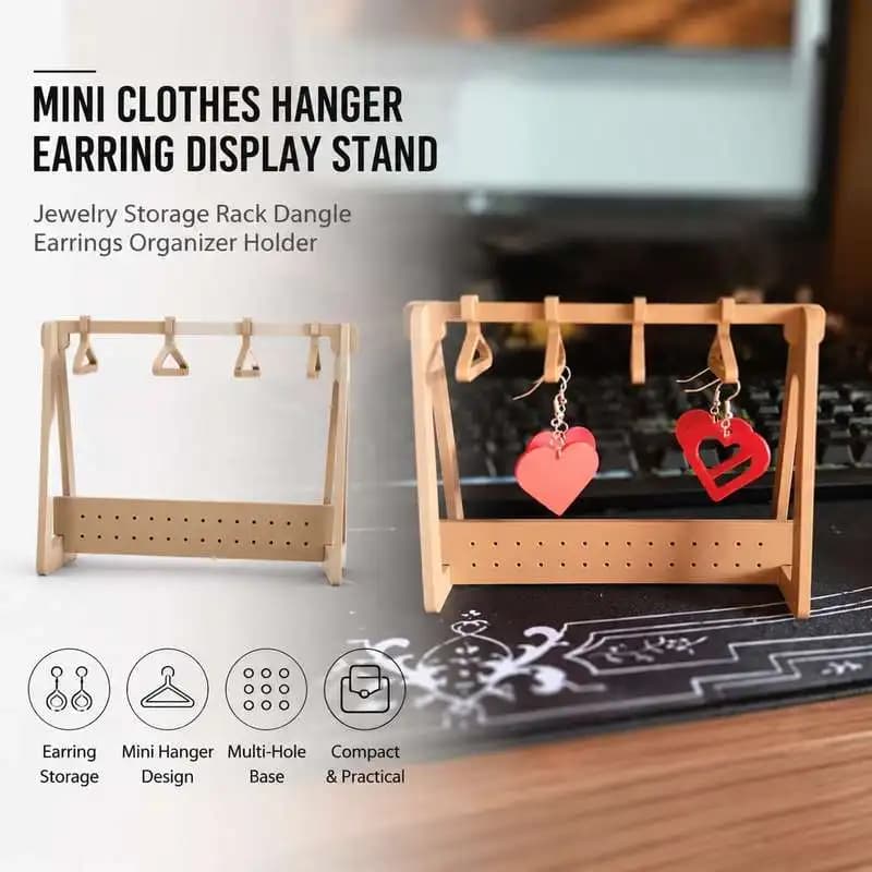 Mini Clothes Hanger Earring Display Stand Jewelry Storage Rack Dangle Earrings Organizer Holder