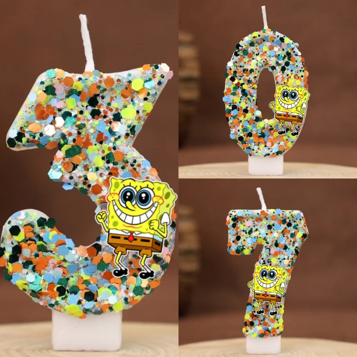 SpongeBob Candele digitali Topper Compleanno Anniversario Popolare Cartone animato 0-9 Numero Compleanno Anniversario Torta Decorazioni per feste Regalo per bambini