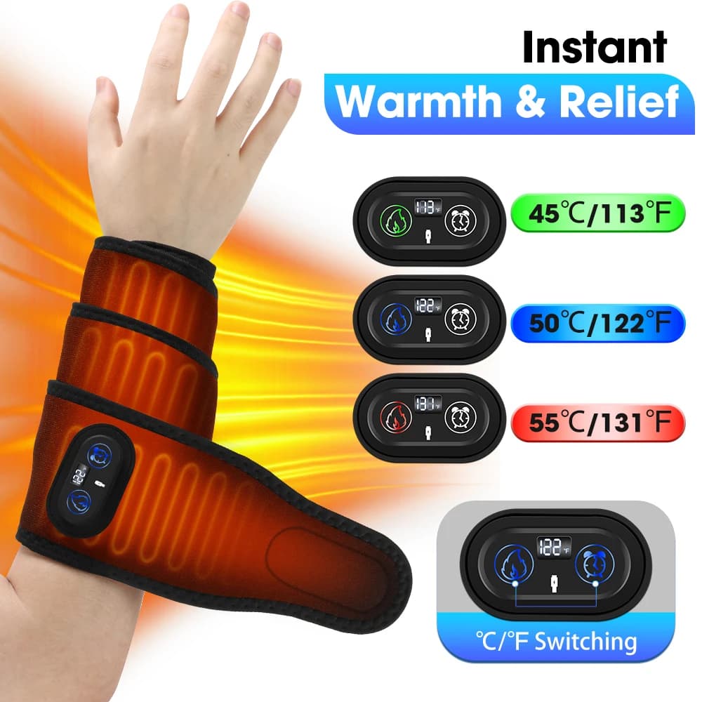 Fascia Riscaldante Senza Fili con Display Digitale, Impacco Riscaldante per Ampie Aree di Gambe, Braccia, Caviglie, Rilassamento Muscolare, Ricaricabile