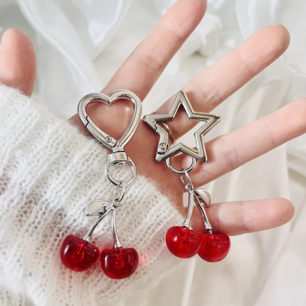 Portachiavi Creativo a Forma di Ciliegia, Design Frutta, Ciondolo Carino, Accessorio per Borsa, Portachiavi per Auto, Regalo Squisito