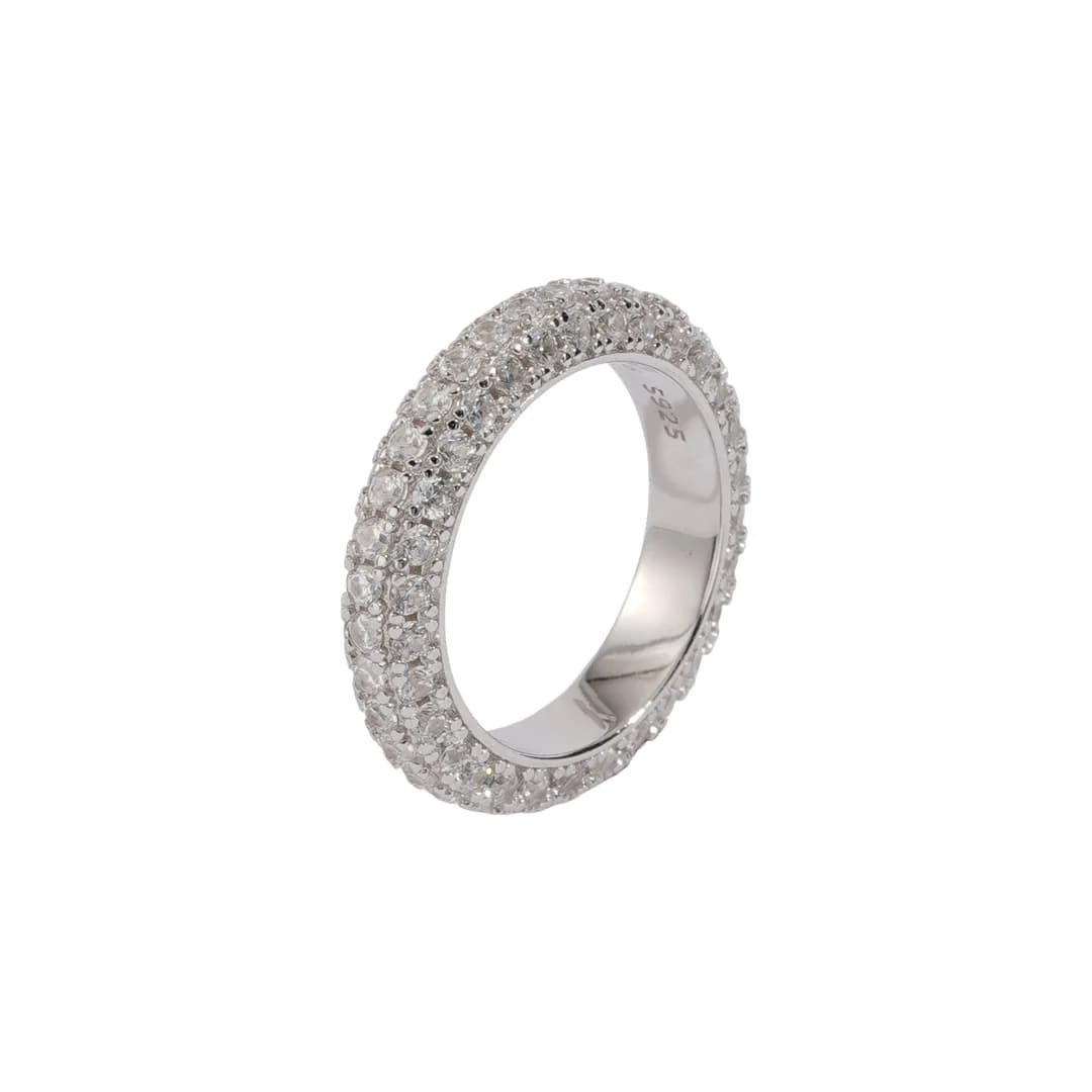 S925 Silver All-Around Starry Diamond Ring Korean Vintage French Stackable Ring for Women Light Luxury Wholesalemoissanite ring