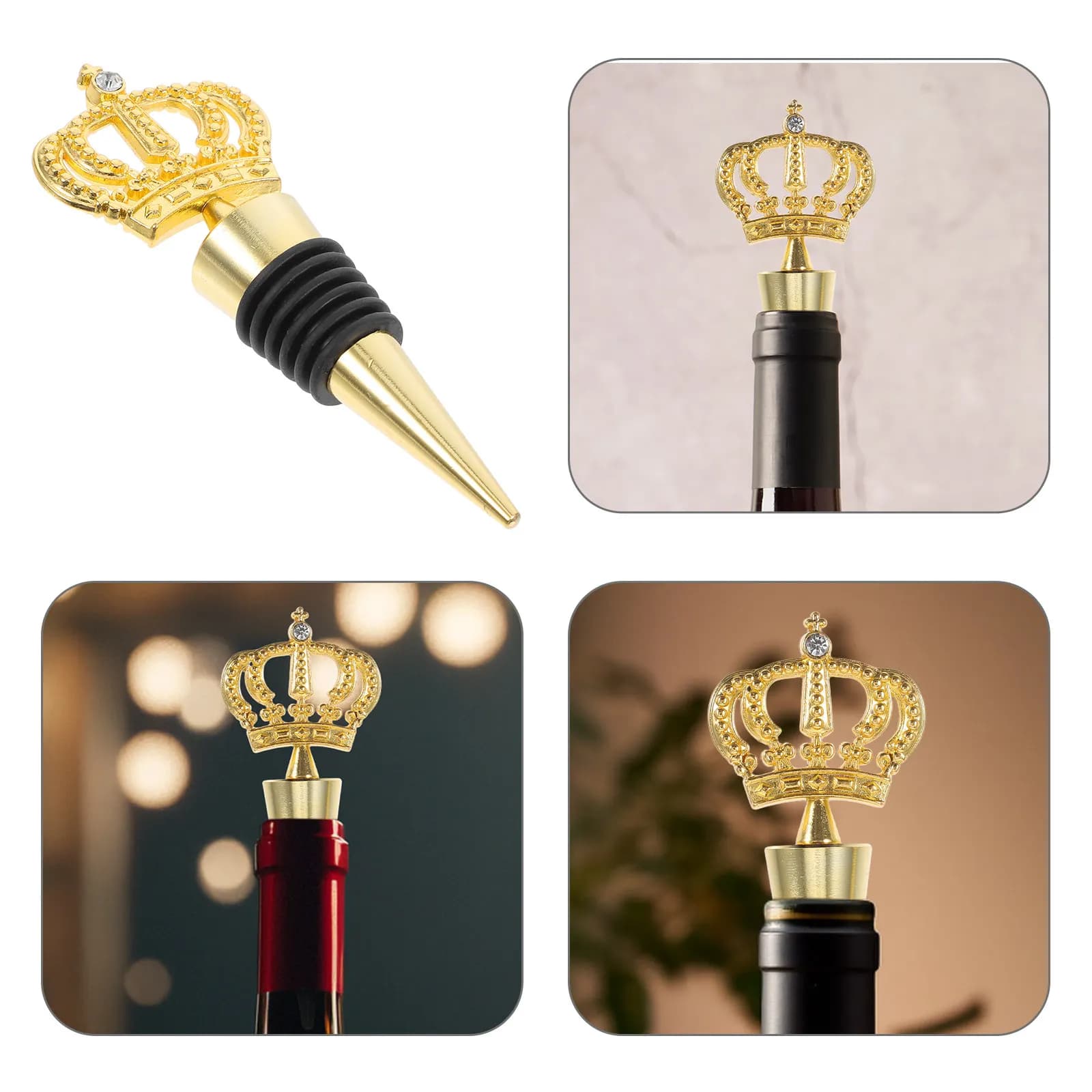 Golden Alloy Stopper Decorative Bottle Plug for Birthday Wedding Party Gatherings Wine Sealer Stopper