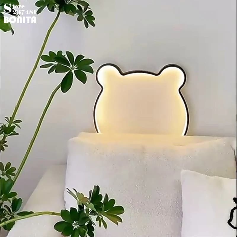 Lampada da parete a forma di orso, luce notturna a LED con attenuazione remota per la decorazione della testata del letto, lampada da parete a forma di nuvola/coniglio dei cartoni animati