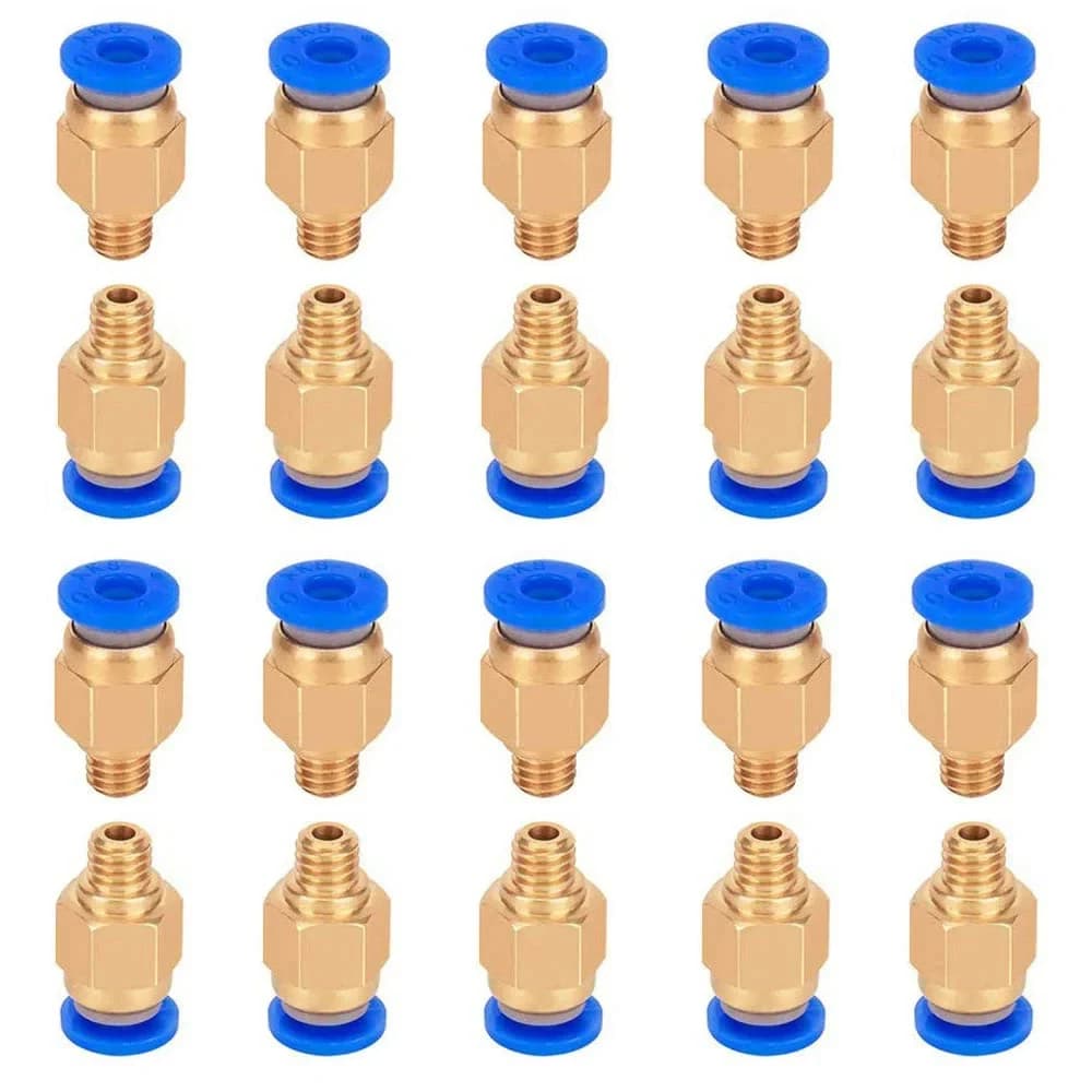 10 20 100PCS PC4-M6 Pneumatic Push In Fitting 4mm Tube M6 Thread Brass Quick Connector for 3D Printer Extruder Air Hose Parts