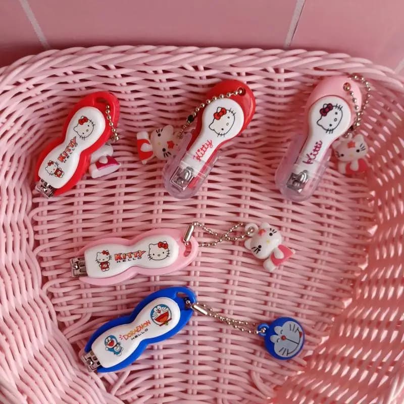 Anime Sanrio Hello Kitty Nail scissors Cartoon KT Cat Kawaii Keychain Fashion Keychain Nails Tool Portable Keychain Gifts