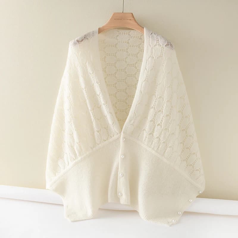 Nuovo Cardigan Chic Primavera Autunno da Donna, Morbido e Elegante, in 100% Lana Merino, Maglione Lavorato a Maglia, Sciarpa Stile Coreano, Top alla Moda