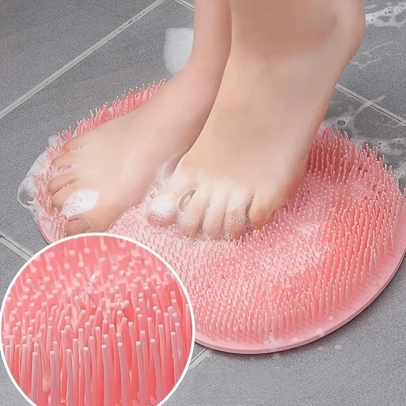 Exfoliating foot brush and anti-slip suction cup for back - Tool for cleaning and deep exfoliation for removing body dirt