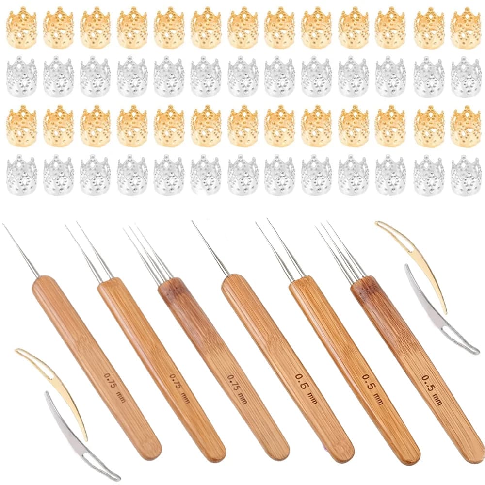 Stainless Steel Hair Crochet Needle Set, Sturdy Braiding Tool for Wig Weaving Hair Extensions, Time‑Saving Durable Hair Styling