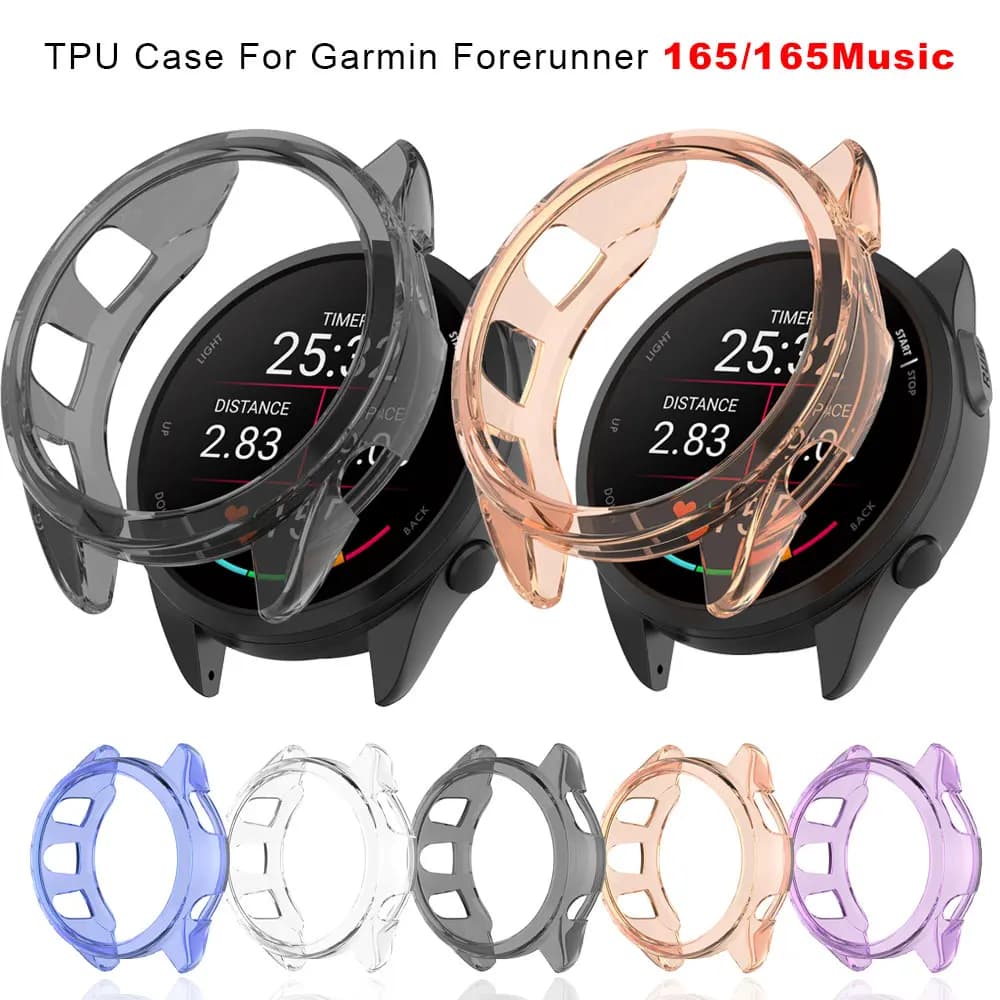 TPU Soft Protective Case Cover For Garmin Forerunner 165 Music Smartwatch Band Silicone Bumper For Forerunner165 Protector Shell