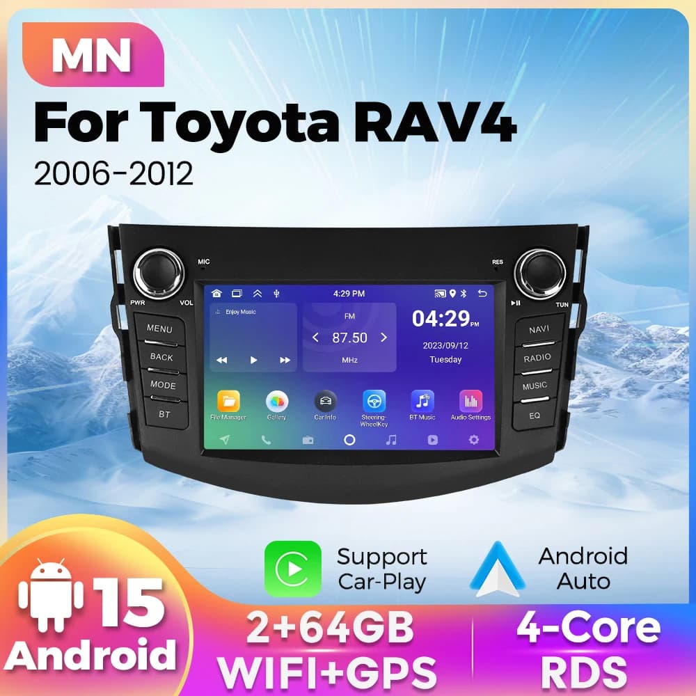 Carplay+Auto Car Multimedia 7'' Player for Toyota RAV4 Rav 4 2006-2012 GPS Navigation FM Audio 2 Din Stereo Head Unit Autoradio