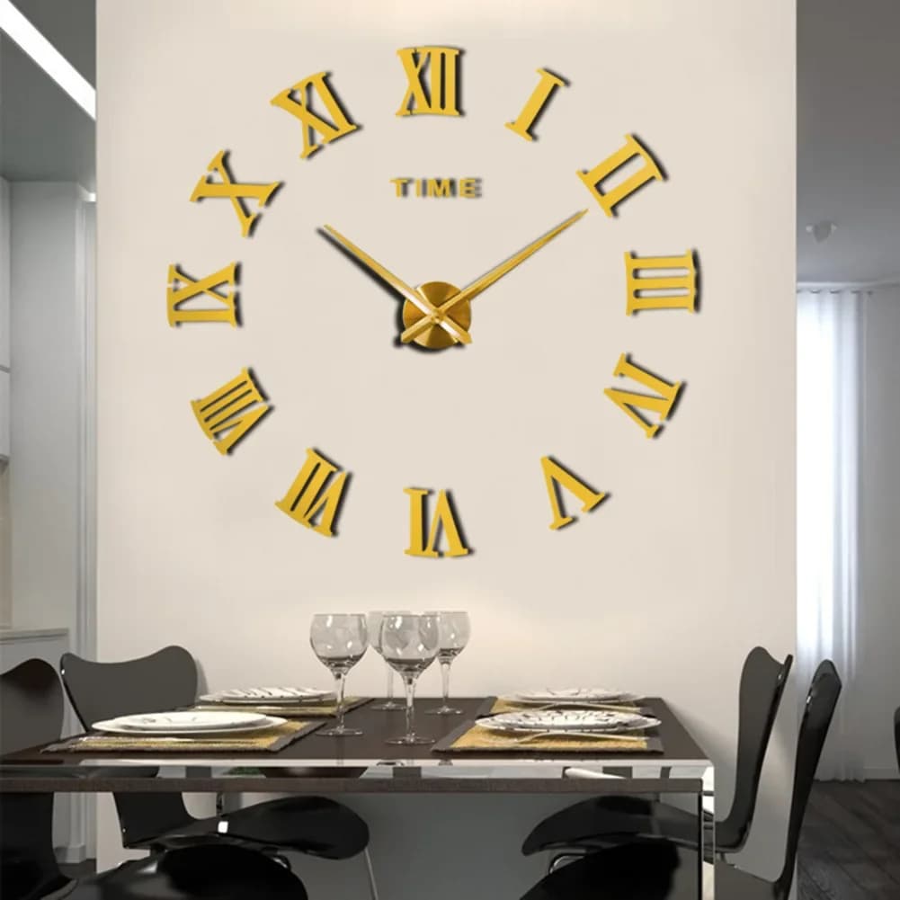 DIY wall clock for living room 80-120cm 3D wall clock without frame in modern style acrylic mirror wall decal hotel room decoration