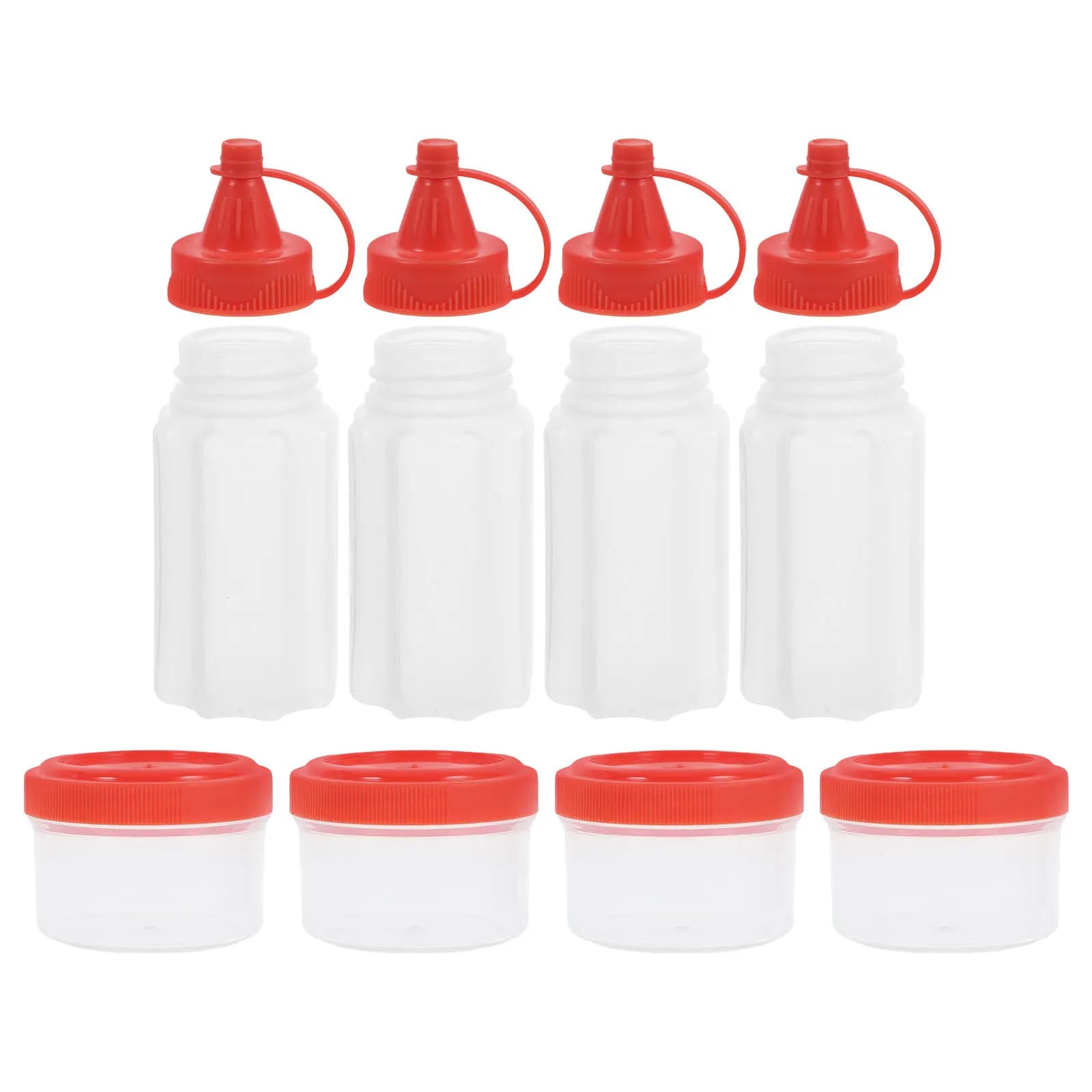 1 set di mini contenitori per salse in materiale PP, bottiglie per condimenti a prova di perdite, per picnic all'aperto, preparazione dei pasti, condimento per insalata, portatile