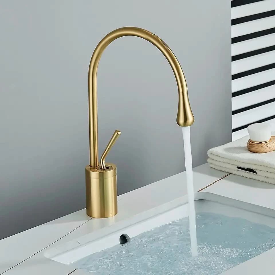 Rubinetto per lavabo da bagno in acciaio inossidabile Miscelatore caldo e freddo per uso domestico Rubinetto monocomando a prova di spruzzi montato sul piano