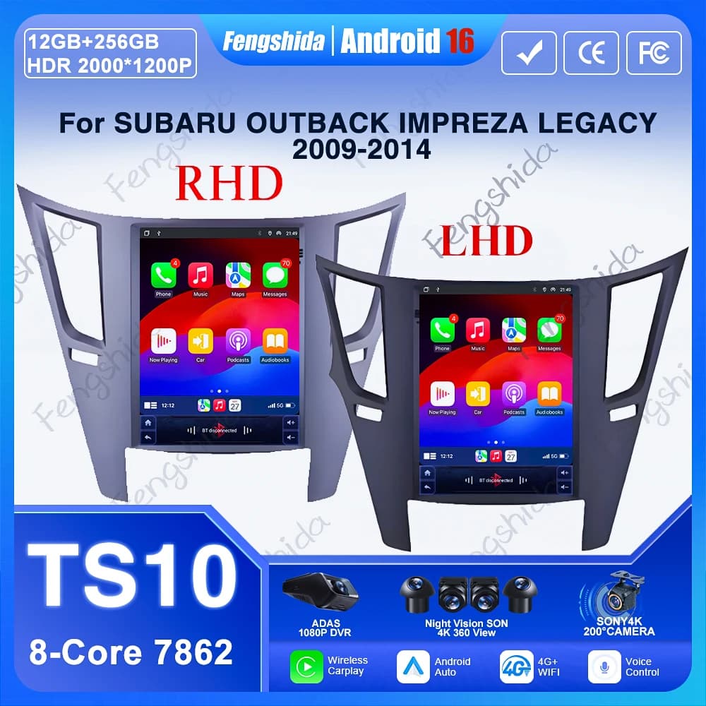 9.7 pollici Per SUBARU OUTBACK IMPREZA LEGACY 2009-2014 Bluetooth TS10 CPU Android 14 Auto Android Auto Wireless Carplay Radio GPS