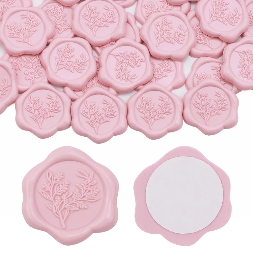 25pcs Nude Pink Wax Seal Stamp Stickers - Eucalyptus Wedding Invitation Envelope Seal Stickers, Self- Adhesive Stickers Perfect