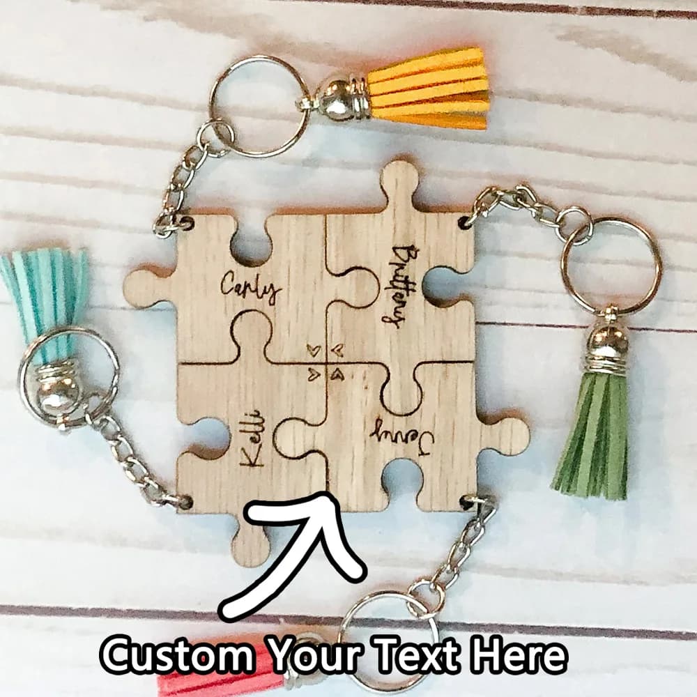 Customized Keychain: Customized PMMA puzzle shaped name laser engraved, DIY gift for everyday use and unique gifts