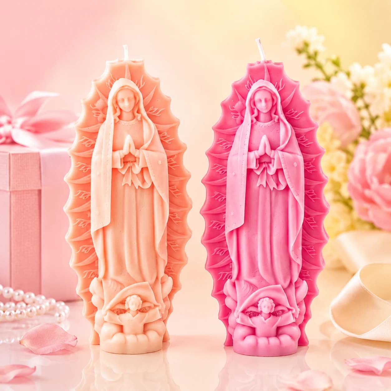 3D Virgin Mary Silicone Candle Mold Our Lady of Guadalupe Resin Plaster Mold DIY Religious Prayer Gift Home Decor Craft Mold