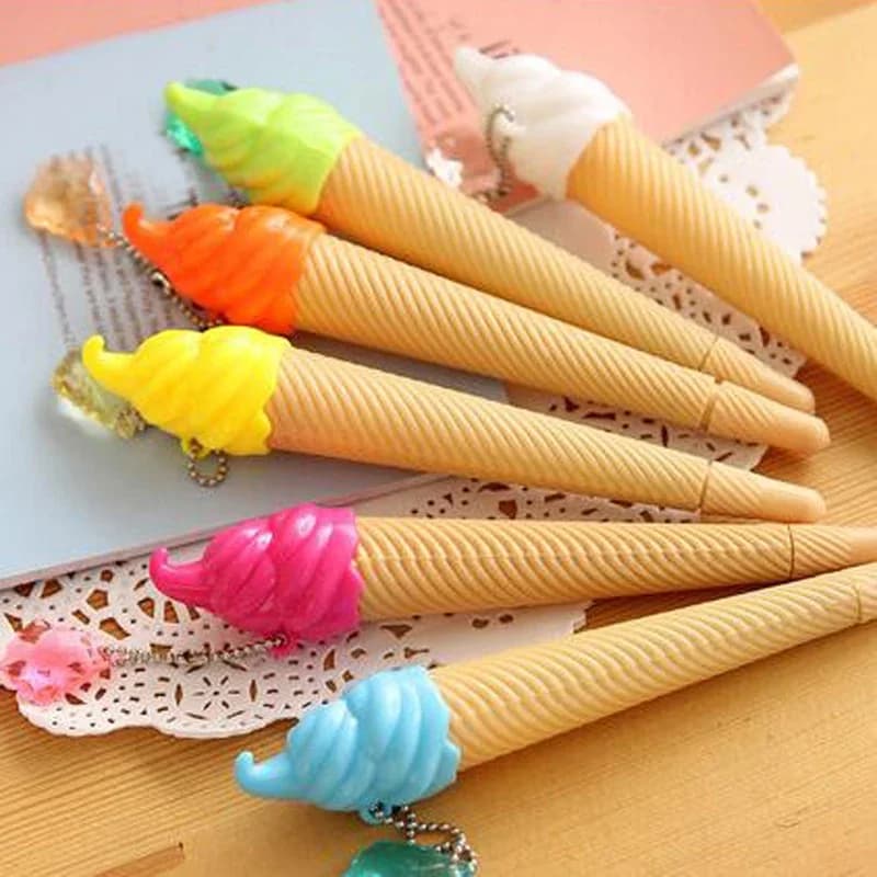 Penne a forma di gelato con penna gel da 20 pezzi/lotto per ufficio e scrittura scolastica, cancelleria alla moda per San Valentino