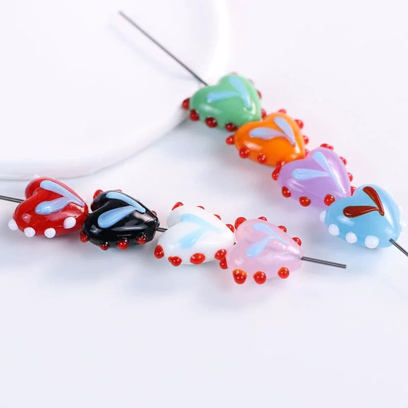 5 pezzi 16mm orecchie di coniglio a forma di cuore perline di vetro di murano per la creazione di gioielli accessori per orecchini collana braccialetto fai da te