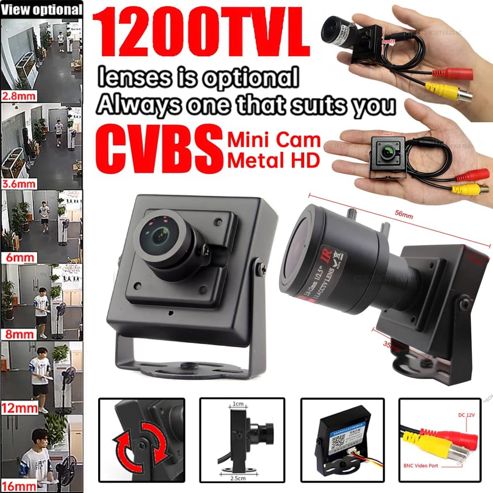 Super Small 1200TVL CCTV HD Mini telecamera in metallo sorveglianza di sicurezza analogica Micro Video monitoraggio sicurezza Vidicon con staffa