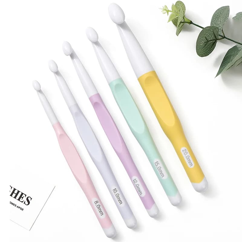 4/5pcs DIY Knitting Tool Ergonomic Handle Crochet Hooks 8/10/12/15/20mm Knitting Needles Home Weave Yarn Craft