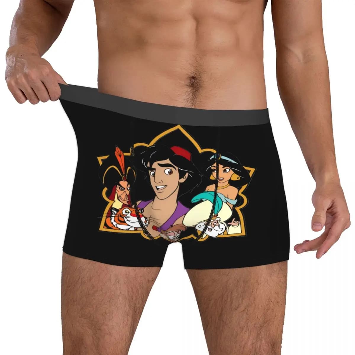 Boxer da Uomo Personalizzati A-Aladdines Elasticizzati Jasmine Aladdines Genie Abu, Slip Morbidi per Uomo